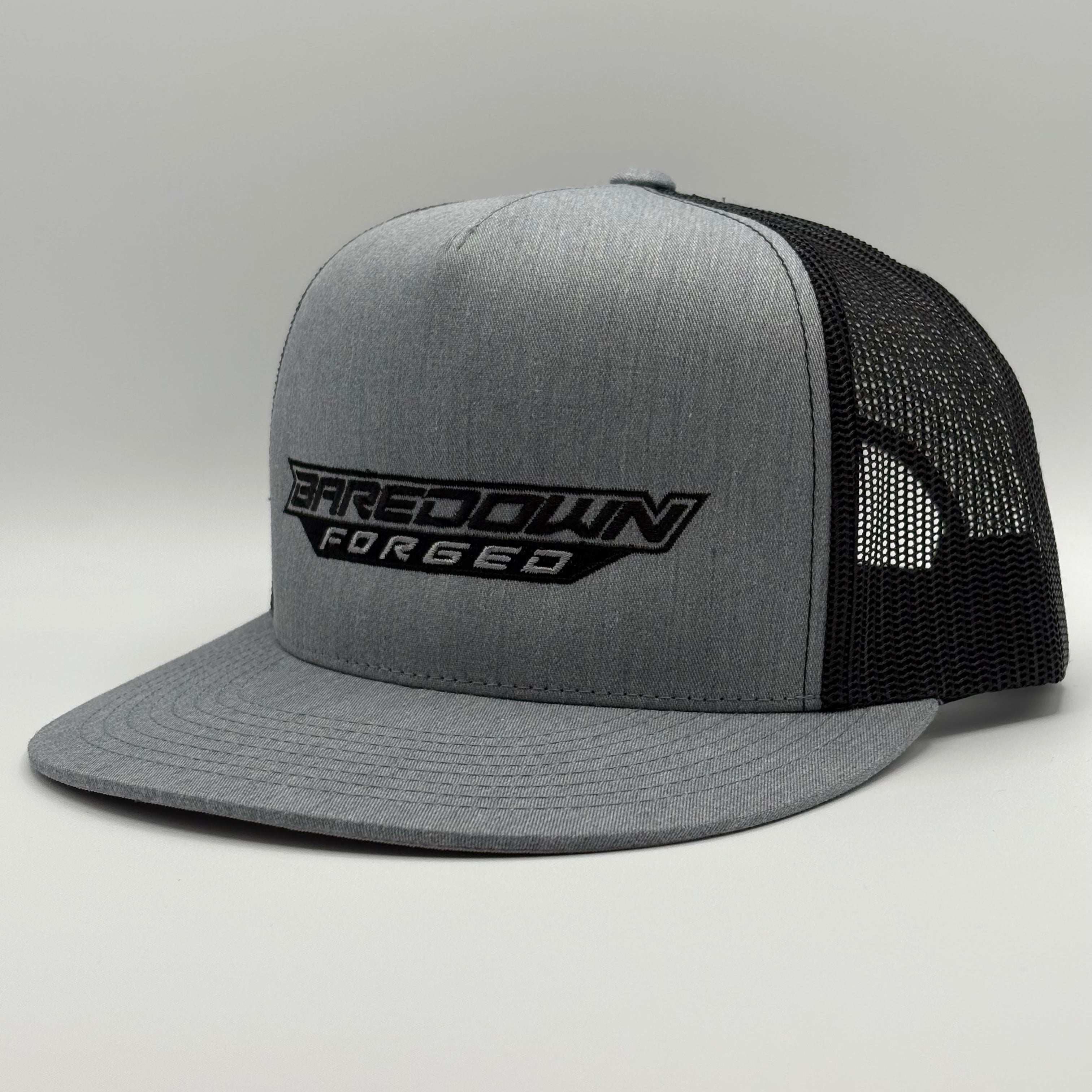 Logo Hat- Heather Grey & Black Flat